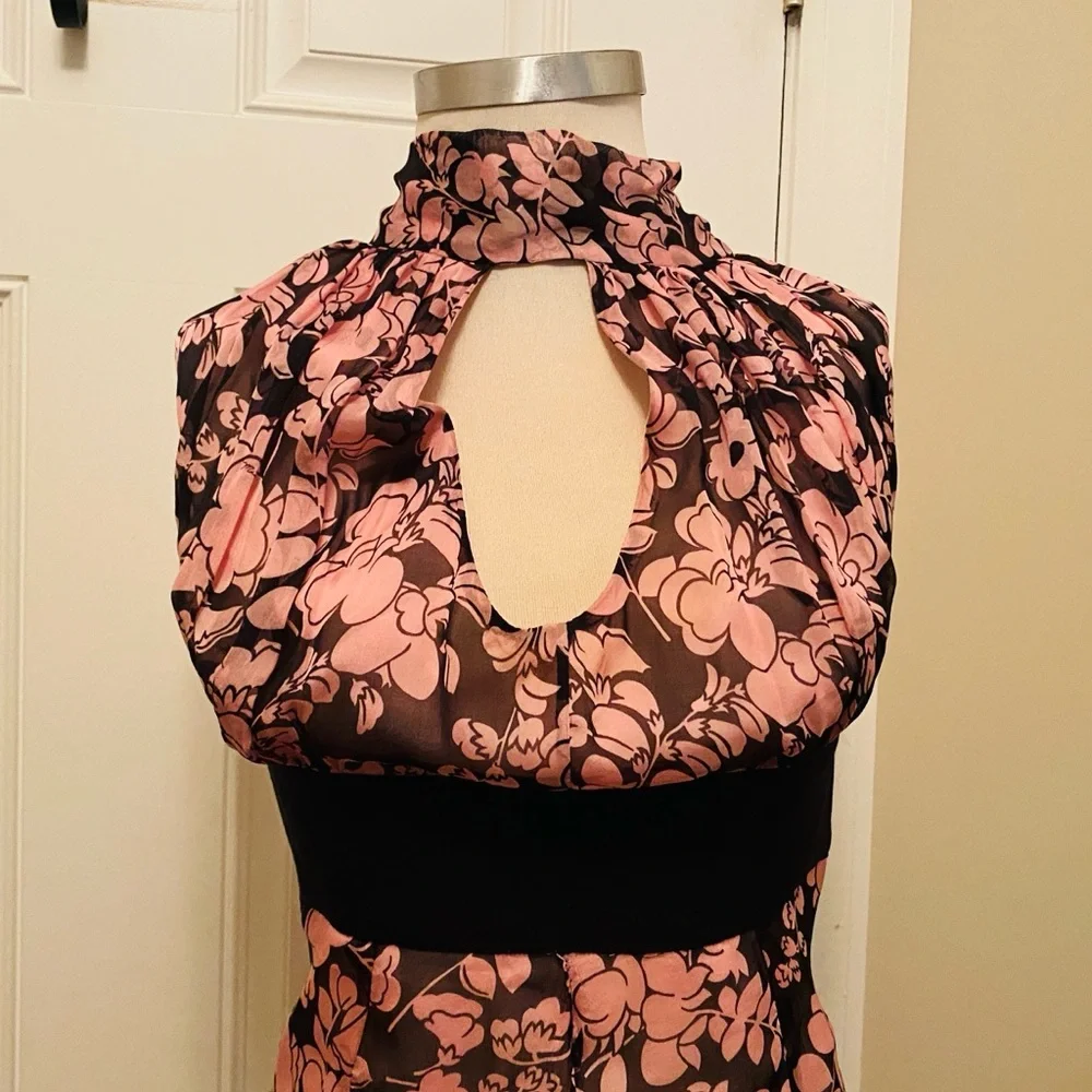 Milly Pink and Black Floral Sunback Dress - Picture 1 of 9